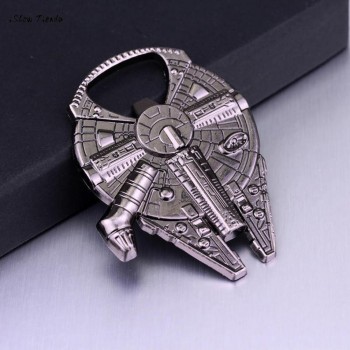 1PC  6.5*5.5cm Star Wars Millenium Falcon Metal Bottle Opener Spaceship Shaped  Falcon Bottle Opener Car Key Chain Kitchen Tool