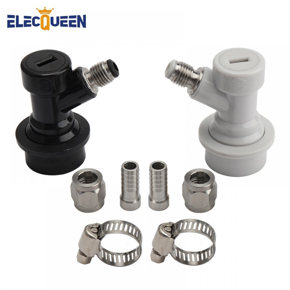 Thread Ball Lock Keg Disconnect Set With SS 1/4 Barb Swivel Adapters,Liquid amp; Gas With 1/4MFL