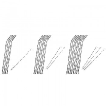 1/2/4/6/8pcs Metal Straw Reusable Drinking Stainless Steel Straw with 1/2/3 Cleaner Brush for Mugs Bar Barware Accessories