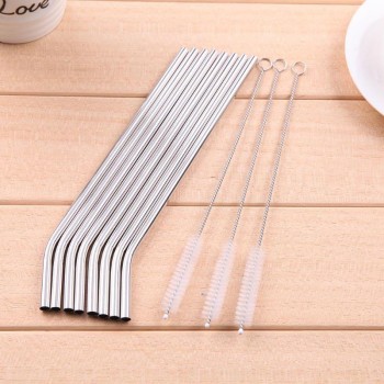 1/2/4/6/8pcs Metal Straw Reusable Drinking Stainless Steel Straw with 1/2/3 Cleaner Brush for Mugs Bar Barware Accessories