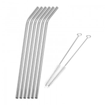 1/2/4/6/8pcs Metal Straw Reusable Drinking Stainless Steel Straw with 1/2/3 Cleaner Brush for Mugs Bar Barware Accessories