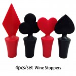 4Pcs Bar Tool Poker Shaped Silicone Vacuum Sealed Wine Bottle Stopper Kitchen Wine Champagne Stopper