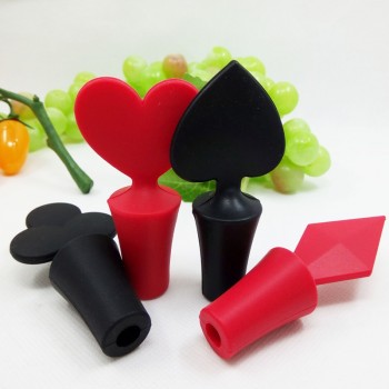 4Pcs Bar Tool Poker Shaped Silicone Vacuum Sealed Wine Bottle Stopper Kitchen Wine Champagne Stopper
