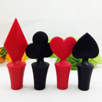 4Pcs Bar Tool Poker Shaped Silicone Vacuum Sealed Wine Bottle Stopper Kitchen Wine Champagne Stopper