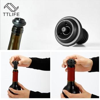 TTLIFE 4pcs Red Wine Vacuum Air Pump Bottle Stopper Reusable Sealer Vacuum Wine Saver Bottle Stopper Bar Supplies