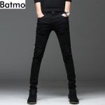 Batmo 2018 new arrival high quality casual slim elastic black jeans men ,mens pencil pants ,skinny jeans men 2108