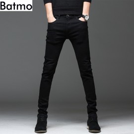Batmo 2018 new arrival high quality casual slim elastic black jeans men ,mens pencil pants ,skinny jeans men 2108