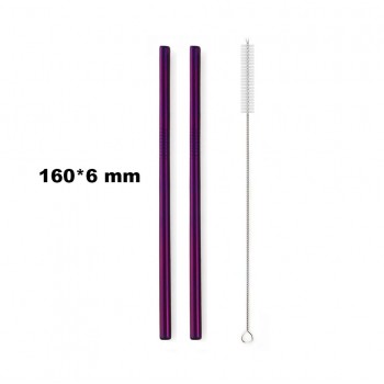 JANKNG Short 16cm Colorful Metal Straw 3-Pcs Stainless Steel Straws Reusable Bent Straw Mug Coffee Drinking Straw Cleaner Brush