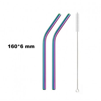 JANKNG Short 16cm Colorful Metal Straw 3-Pcs Stainless Steel Straws Reusable Bent Straw Mug Coffee Drinking Straw Cleaner Brush