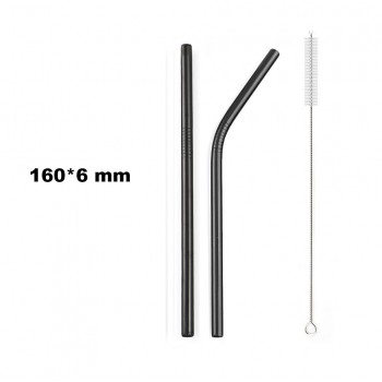 JANKNG Short 16cm Colorful Metal Straw 3-Pcs Stainless Steel Straws Reusable Bent Straw Mug Coffee Drinking Straw Cleaner Brush