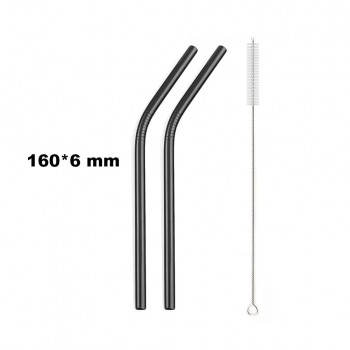 JANKNG Short 16cm Colorful Metal Straw 3-Pcs Stainless Steel Straws Reusable Bent Straw Mug Coffee Drinking Straw Cleaner Brush