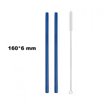 JANKNG Short 16cm Colorful Metal Straw 3-Pcs Stainless Steel Straws Reusable Bent Straw Mug Coffee Drinking Straw Cleaner Brush