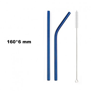 JANKNG Short 16cm Colorful Metal Straw 3-Pcs Stainless Steel Straws Reusable Bent Straw Mug Coffee Drinking Straw Cleaner Brush