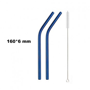 JANKNG Short 16cm Colorful Metal Straw 3-Pcs Stainless Steel Straws Reusable Bent Straw Mug Coffee Drinking Straw Cleaner Brush