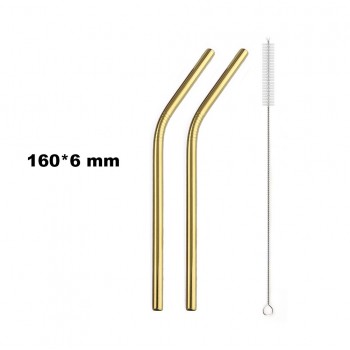 JANKNG Short 16cm Colorful Metal Straw 3-Pcs Stainless Steel Straws Reusable Bent Straw Mug Coffee Drinking Straw Cleaner Brush