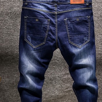 WENYUJH Fashion Skinny Jeans Mens Straight Dark Blue 2018 Autumn New Mens Casual Biker Denim Jeans Male Stretch Trouser Pants