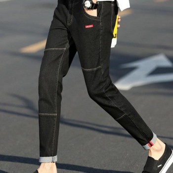 Men Casual Style Jeans Stretch Skinny Denim Trousers Slim Mid Straight Blue Black Gentleman Man Pencil Pants Jeans 8J0578