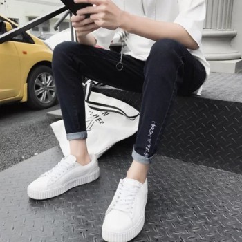 Men Casual Style Jeans Stretch Skinny Denim Trousers Slim Mid Straight Blue Black Gentleman Man Pencil Pants Jeans 8J0578