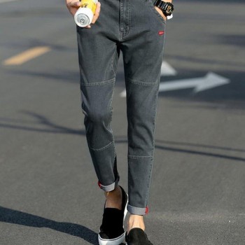 Men Casual Style Jeans Stretch Skinny Denim Trousers Slim Mid Straight Blue Black Gentleman Man Pencil Pants Jeans 8J0578