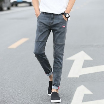 Men Casual Style Jeans Stretch Skinny Denim Trousers Slim Mid Straight Blue Black Gentleman Man Pencil Pants Jeans 8J0578