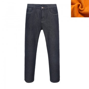 2019  Warm Jeans Gold Fleece Autumn Winter Jeans Warm Flocking  Jeans Business Casual Stretch Slim Jeans Classic Trousers