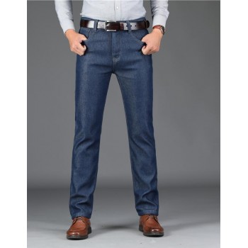 2019  Warm Jeans Gold Fleece Autumn Winter Jeans Warm Flocking  Jeans Business Casual Stretch Slim Jeans Classic Trousers
