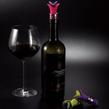 Lily Flower Wine Pourer Silicone Sealing Bottle Cap Color Fresh Wine Keep Bottle Pourer Cork Topper Spout Plug Cap Seal Stoppeer