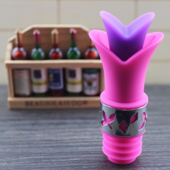Lily Flower Wine Pourer Silicone Sealing Bottle Cap Color Fresh Wine Keep Bottle Pourer Cork Topper Spout Plug Cap Seal Stoppeer