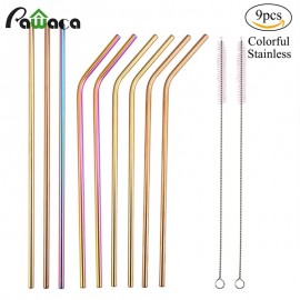 12Pcs/set Reusable Stainless Steel Straws Metal Drinking Straws with 2 Cleaning Brushes for 20/30oz Mug Cup Cold Beverage Party