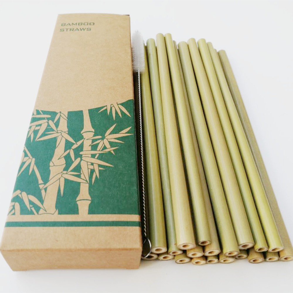 10pcs/set Natural Bamboo Drinking Straws Reusable Eco-Friendly Party Kitchen + Clean Brush for Drop Shipping Wholesale