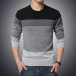 2018 Autumn Casual Mens Sweater O-Neck Striped Slim Fit Knittwear Mens Sweaters Pullovers Pullover Men Pull Homme M-3XL