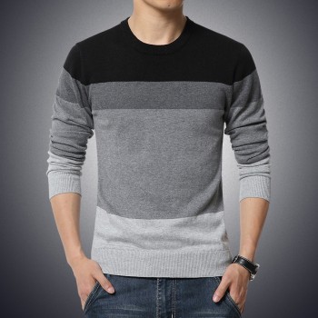 2018 Autumn Casual Mens Sweater O-Neck Striped Slim Fit Knittwear Mens Sweaters Pullovers Pullover Men Pull Homme M-3XL