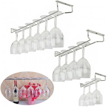 27/35/55cm Stainless Steel Kitchen Home Supplies Wine Glass Rack Hanging Large Chrome Stemware Holder Under Cabinet