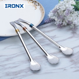 IRONX Yerba Mate Tea Stainless Steel Straws Metal  Filter Drinking Reusable Straw With 1 Cleaning brush 20cm 1 PCS