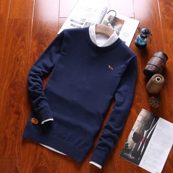 2018 New autumn winter men sweater cotton pullovers long sleeve O-neck embroidery mens sweaters M L XL 2XL 3XL white red black