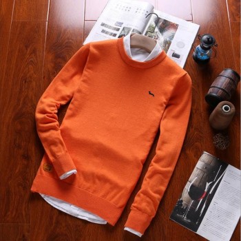 2018 New autumn winter men sweater cotton pullovers long sleeve O-neck embroidery mens sweaters M L XL 2XL 3XL white red black
