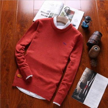 2018 New autumn winter men sweater cotton pullovers long sleeve O-neck embroidery mens sweaters M L XL 2XL 3XL white red black