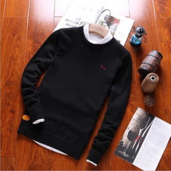 2018 New autumn winter men sweater cotton pullovers long sleeve O-neck embroidery mens sweaters M L XL 2XL 3XL white red black