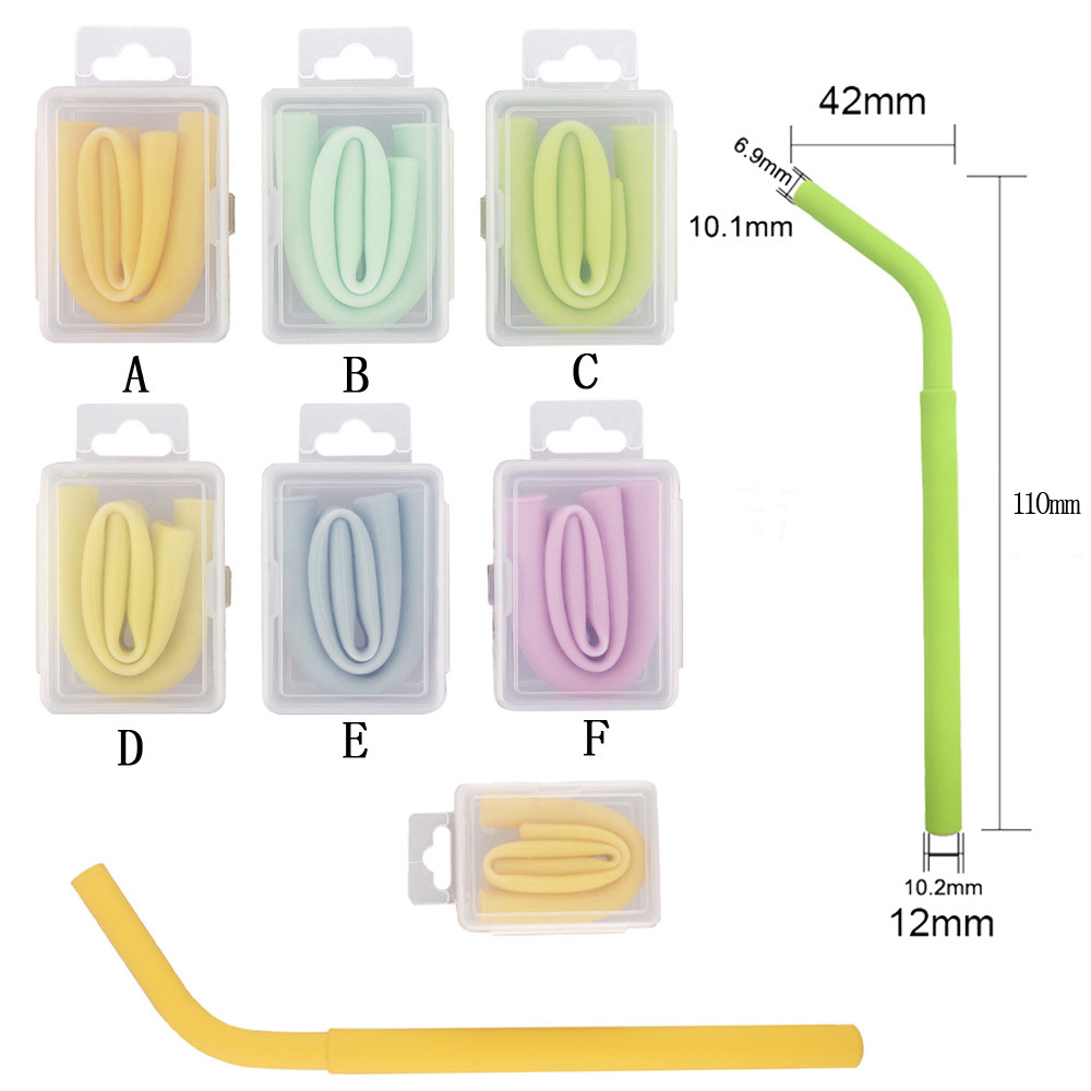 Silicone Straw Portable Reusable Washable Food Grade Silicone Drinking Bent Solid Straw With Box Length 11cm reuseable straw New