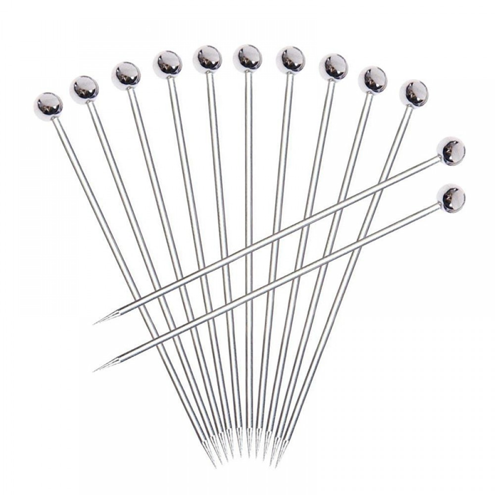 12pcs Stainless steel Cocktail Picks, Professional 4 inch Fruit Stick Toothpicks(Set of 12)
