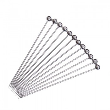 12pcs Stainless steel Cocktail Picks, Professional 4 inch Fruit Stick Toothpicks(Set of 12)