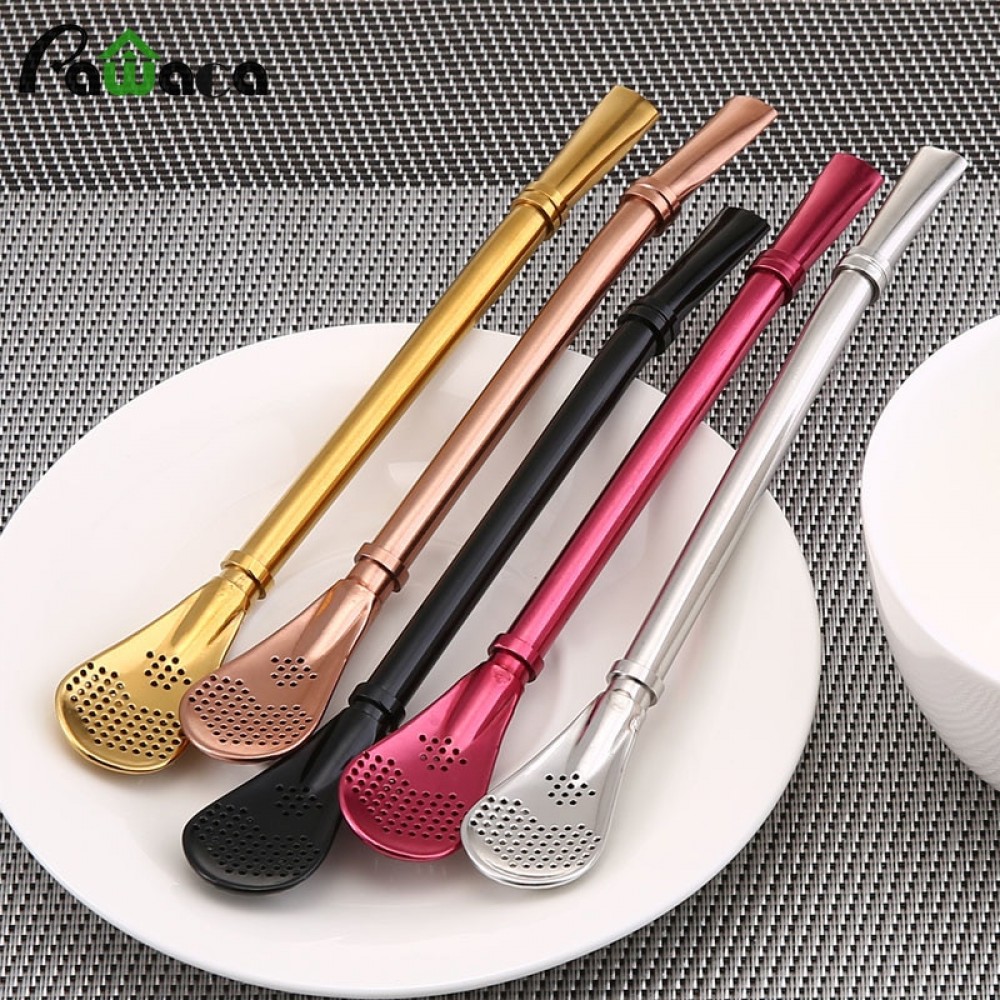 Stainless Steel Straws Metal Drinking Straws Filter Stirring Spoon Straws for Yerba Mate Tea Bombilla Gourd Drink Accessories
