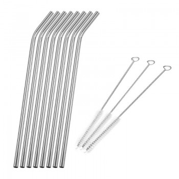 4/6/8pcs Metal Straw Reusable Drinking Stainless Steel Straw with Cleaner Brush for Mugs Bar Accessories Metal Straws