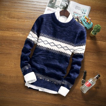 2018 winter pullover sweater brand knitting long sleeve O-neck Slim Korean fashion clothes men sweater