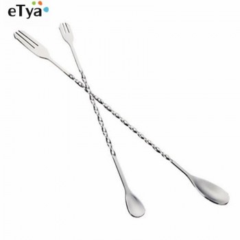 eTya 1pc 26/28/31/32cm Cocktail Pick Swizzle Sticks Stirrer Bar Spoon Mixing Fork Drink Muddlers  Bartender Kitchen Tools