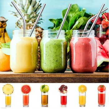 1-8Pcs/lot Reusable Drinking Straw Stainless Steel Metal Straw with Cleaner Brush For Mugs Straws Home Party Bar Accessories