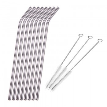 1/2/4/6/8Pcs/lot Reusable Drinking Metal Straw Stainless Steel Straw with Cleaner Brush for Home Party Barware Accessories