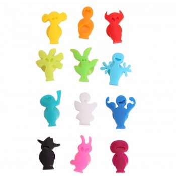 12pcs/set  Silicone Suction Cup Glass Wine Label Recognizer Glasses Marker Bottle Logo party Supplies Mobile Phone