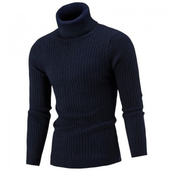 LAAMEI 2018 New Autumn Winter MenS Sweater Mens Turtleneck Solid Color Casual Sweater Mens Slim Fit Brand Knitted Pullovers