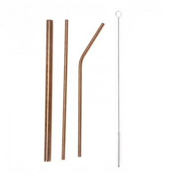 Stainless Steel Pattern Beverage Tube Straw Color Pattern Metal Milk Tea Drink Straw 4 Piece Combination Bag Set
